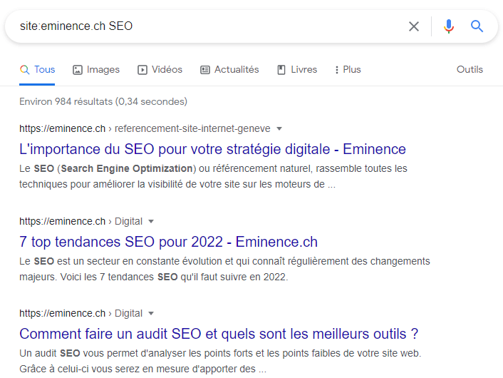 Exemple d'opérateur Google pour affiner votre recherche