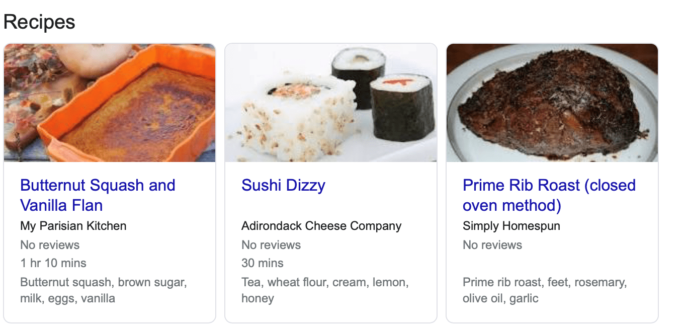 structured data for recipe